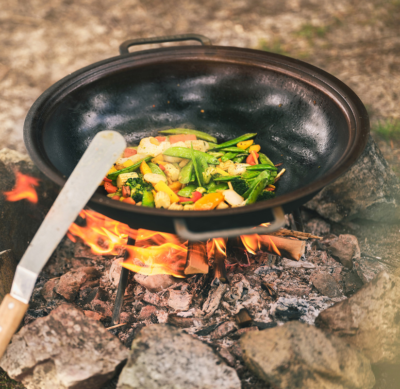 Wok med ben Varmvalsat stål 43 cm