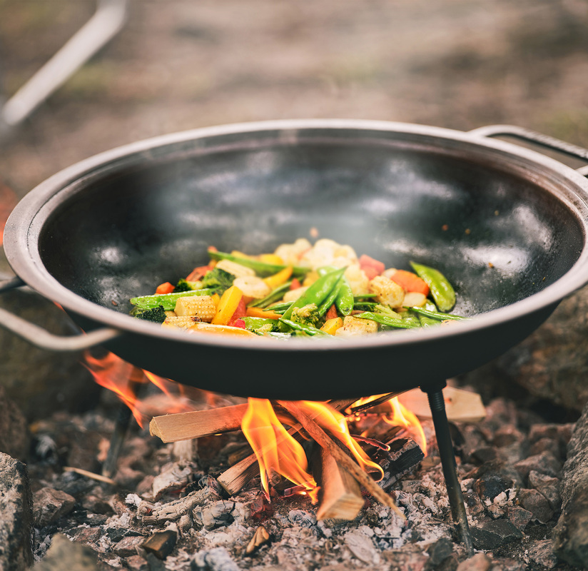 Wok med ben Varmvalsat stål 43 cm